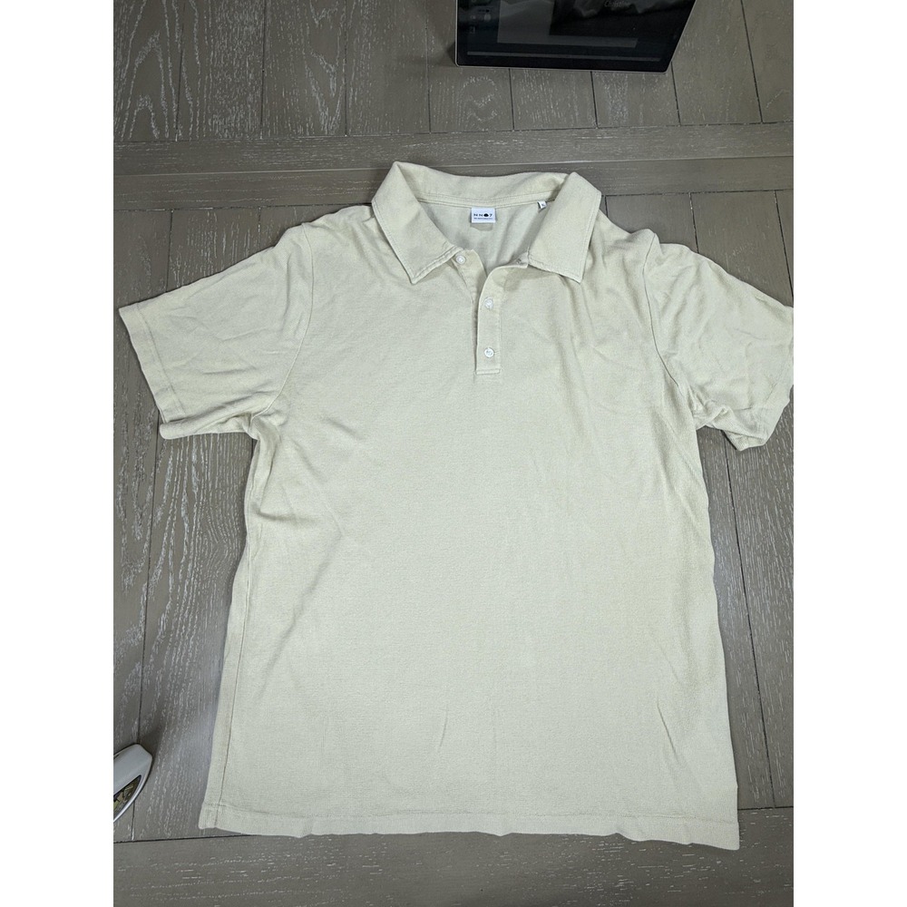 NN07 No Nationality Polo No. 80 Shirt Mens XL‎ Beige Cotton Modal Pique Cream